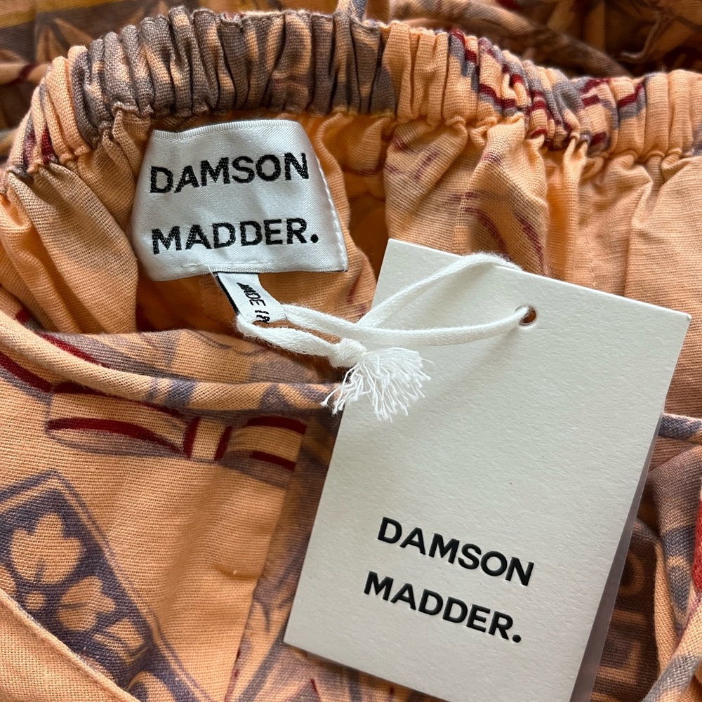 Damson Madder Women's Peaches Mini Apron Dress in Papaya Holiday Print US10 UK14 - Picture 7 of 8
